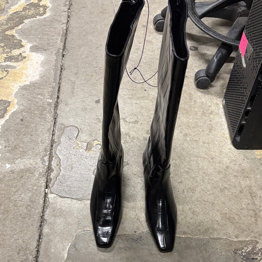 BNWT H&M Croc Black Knee-High Boots - Picture 7 of 12